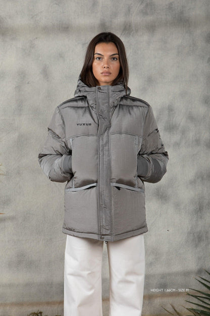 GREY "CLUB" FEATHER COAT - YUXUS